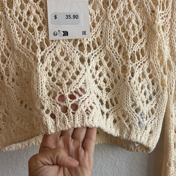 NWT Zara Cream Knit Cropped Top - Picture 5 of 6
